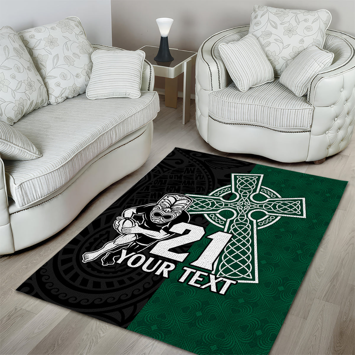custom-new-zealand-ireland-rugby-area-rug-warrior-black-fern-and-shamrocks-world-cup-2023
