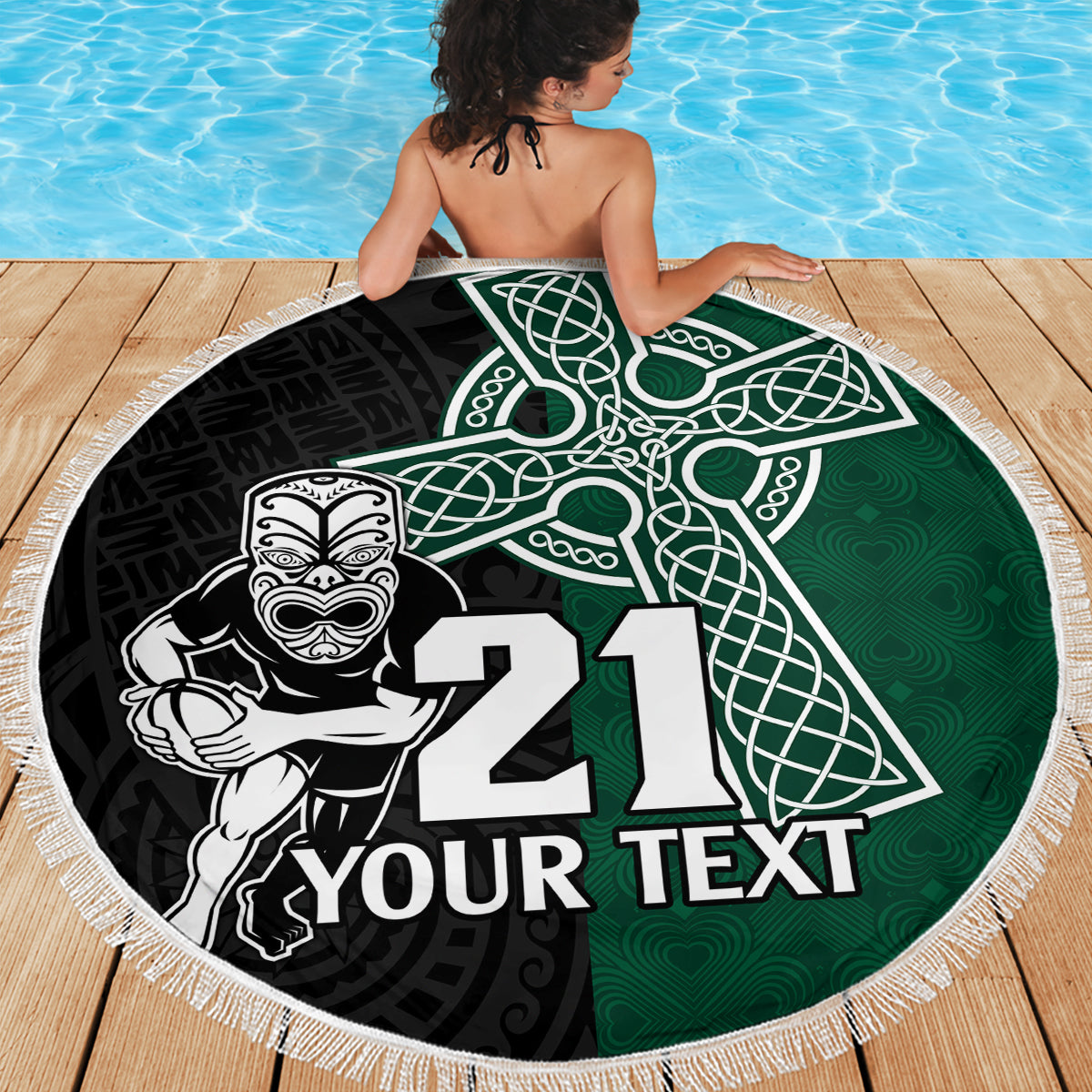 custom-new-zealand-ireland-rugby-beach-blanket-warrior-black-fern-and-shamrocks-world-cup-2023