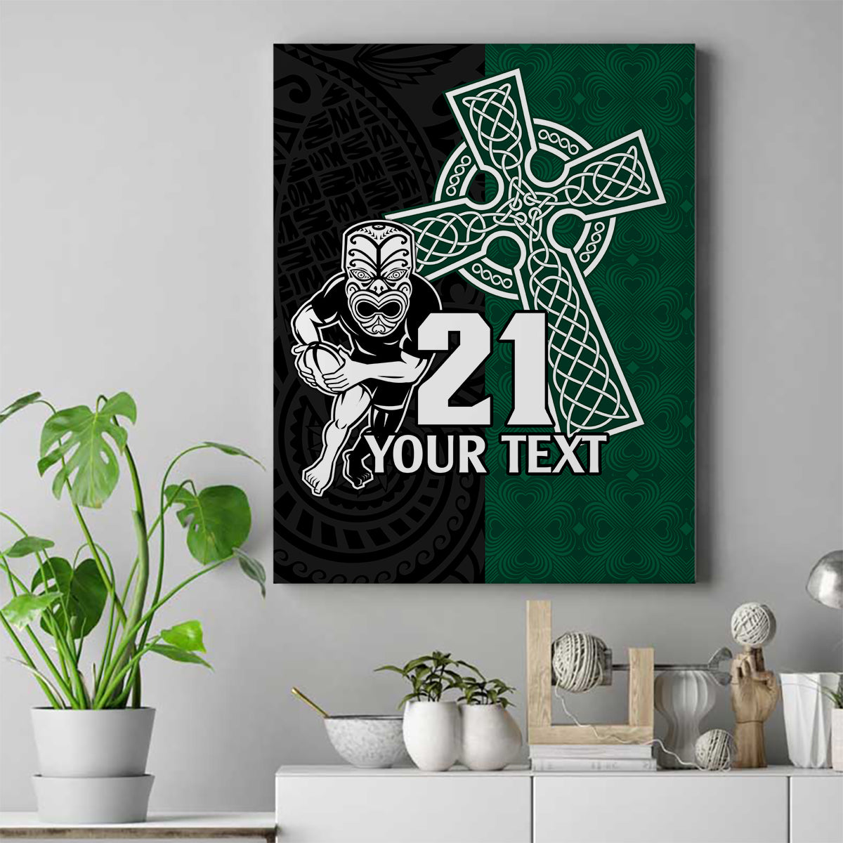 custom-new-zealand-ireland-rugby-canvas-wall-art-warrior-black-fern-and-shamrocks-world-cup-2023