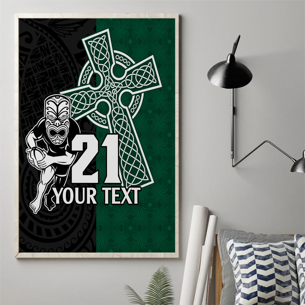 custom-new-zealand-ireland-rugby-canvas-wall-art-warrior-black-fern-and-shamrocks-world-cup-2023