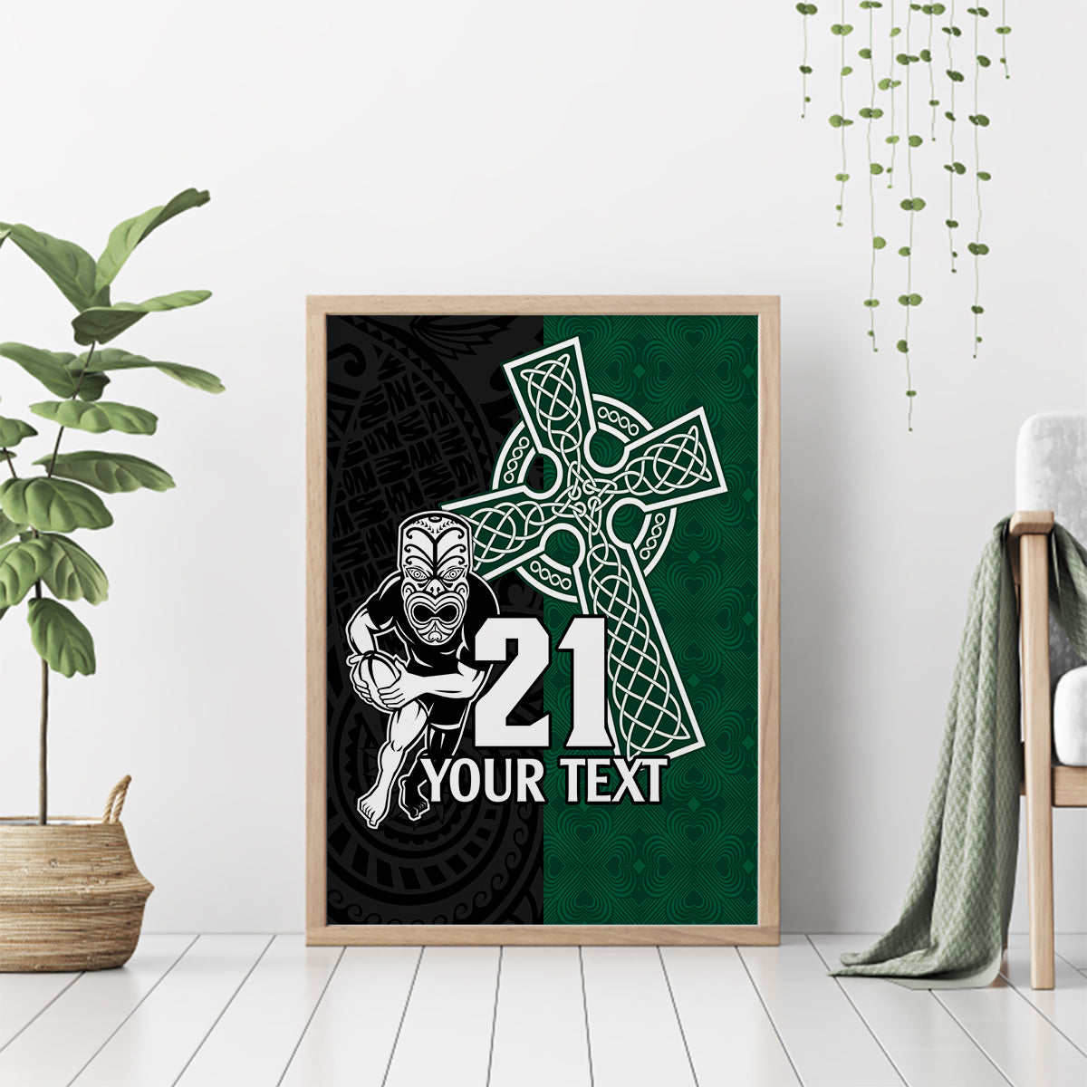 custom-new-zealand-ireland-rugby-canvas-wall-art-warrior-black-fern-and-shamrocks-world-cup-2023