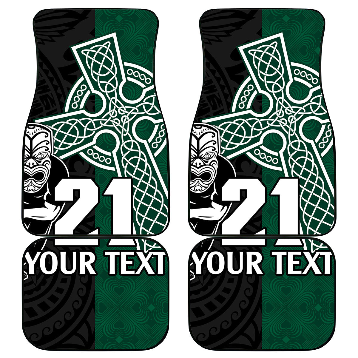 custom-new-zealand-ireland-rugby-car-mats-warrior-black-fern-and-shamrocks-world-cup-2023