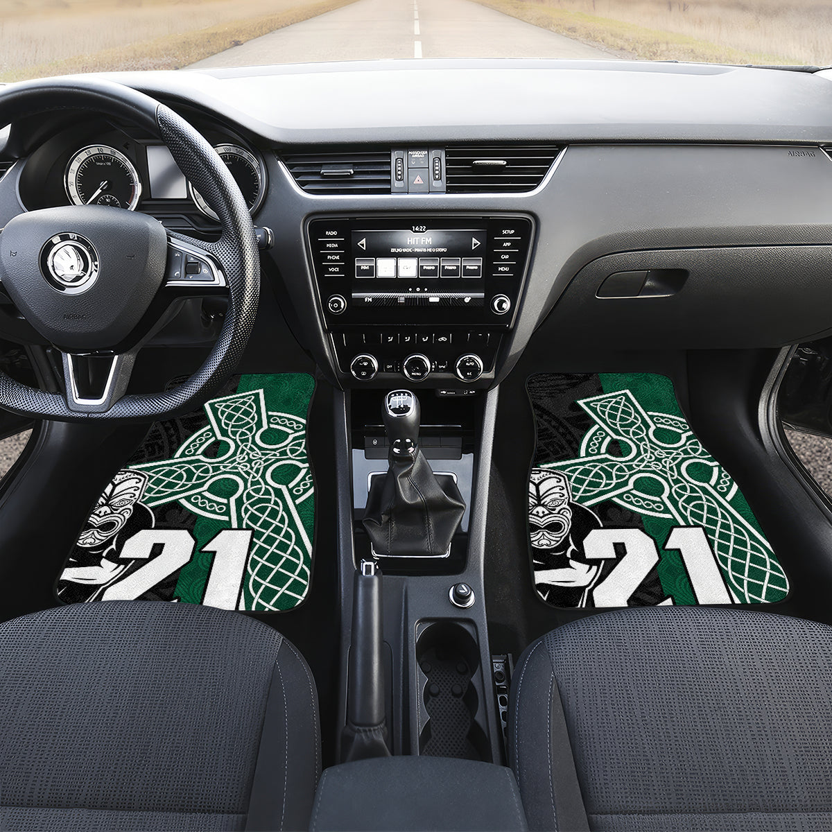 custom-new-zealand-ireland-rugby-car-mats-warrior-black-fern-and-shamrocks-world-cup-2023