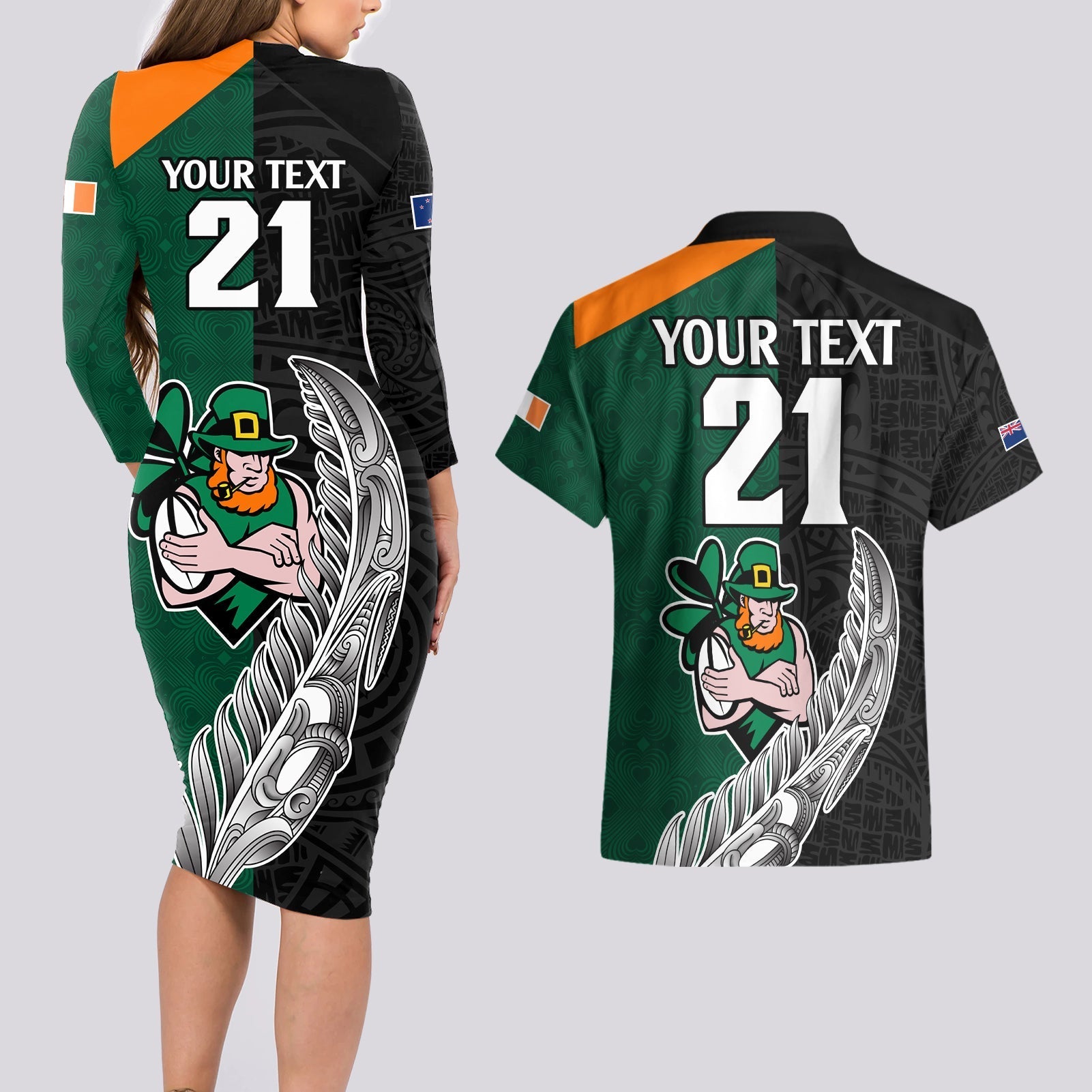 custom-france-south-africa-rugby-couples-matching-long-sleeve-bodycon-dress-and-hawaiian-shirt-springboks-and-roosters-world-cup-2023-sporty-style