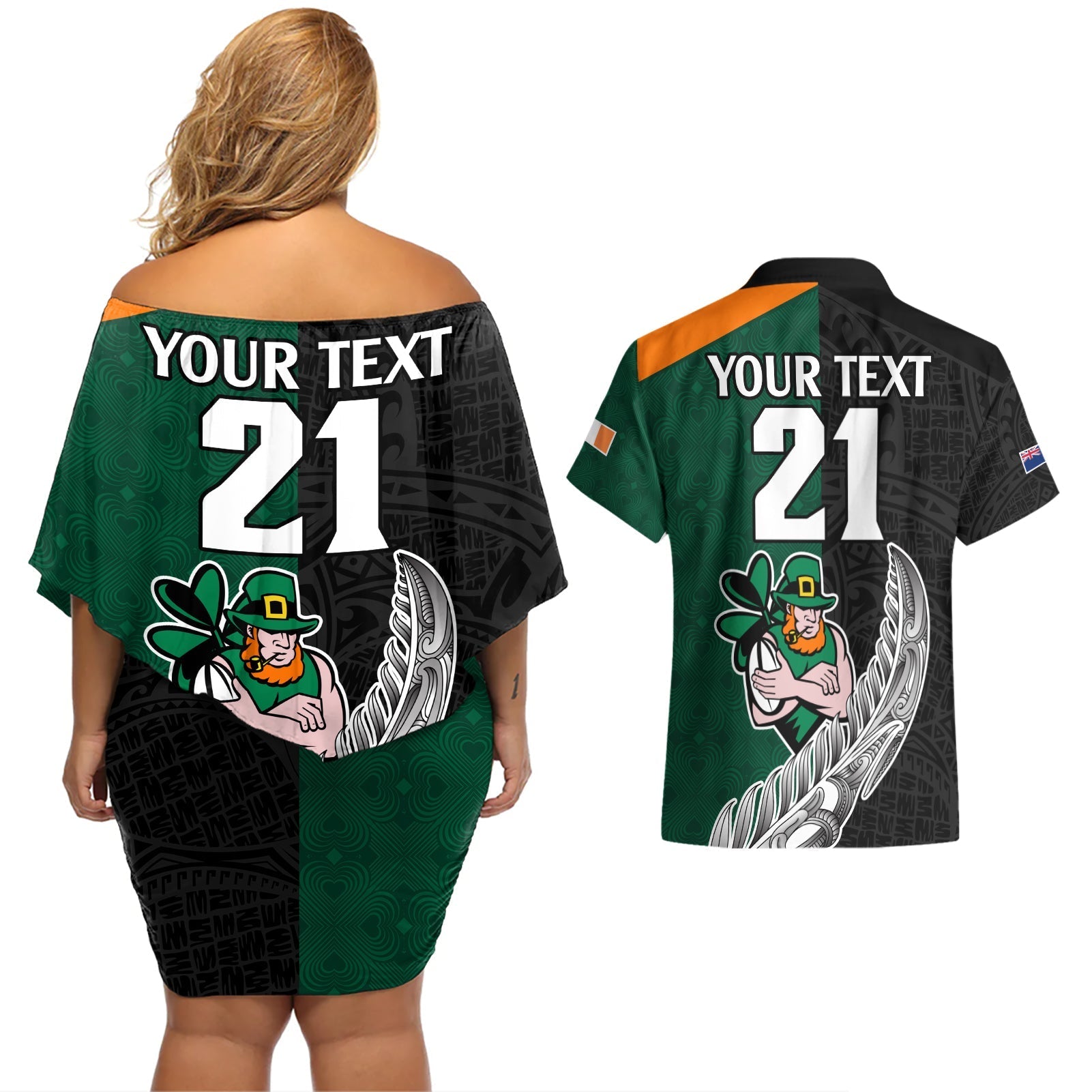 custom-france-south-africa-rugby-couples-matching-off-shoulder-short-dress-and-hawaiian-shirt-springboks-and-roosters-world-cup-2023-sporty-style
