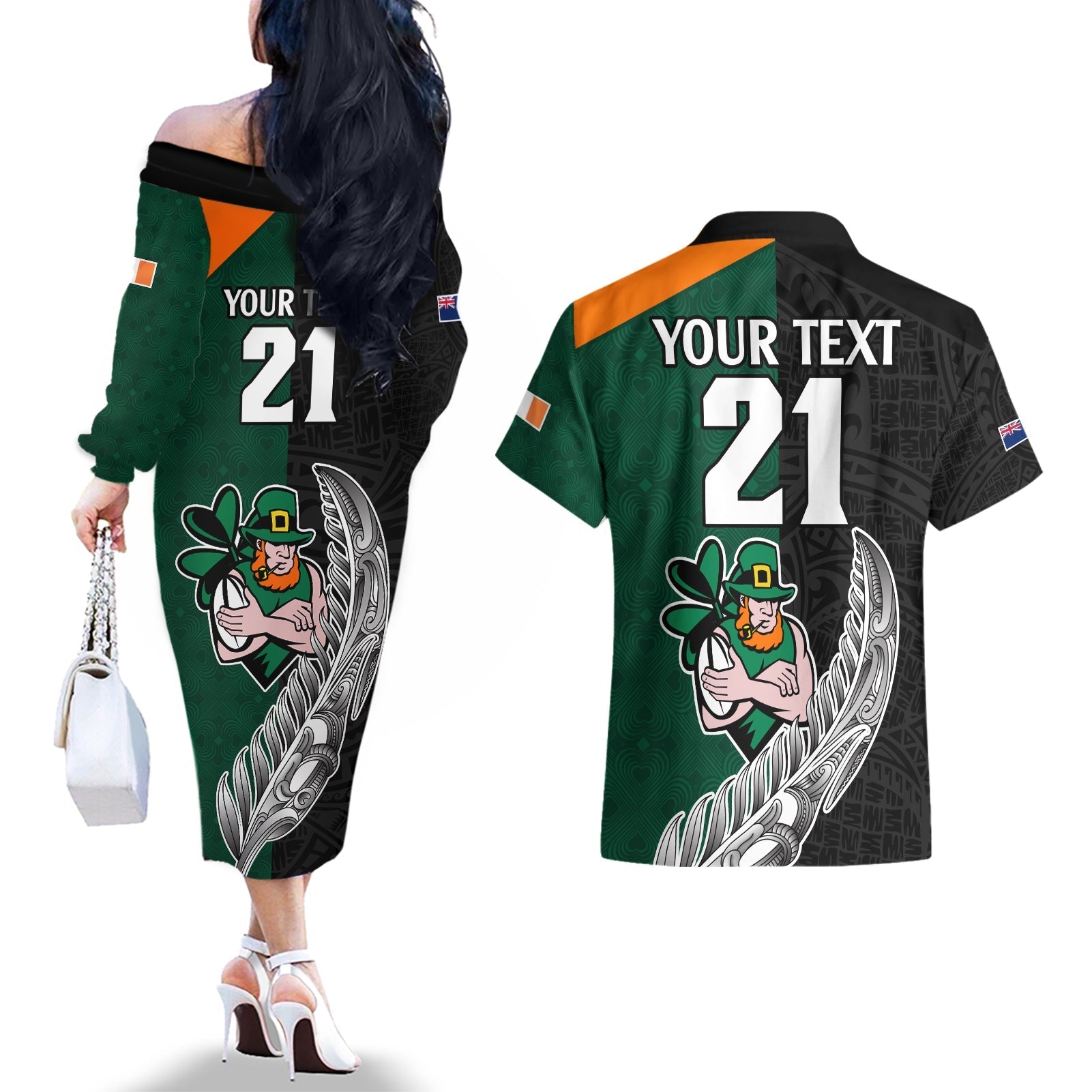 custom-france-south-africa-rugby-couples-matching-off-the-shoulder-long-sleeve-dress-and-hawaiian-shirt-springboks-and-roosters-world-cup-2023-sporty-style
