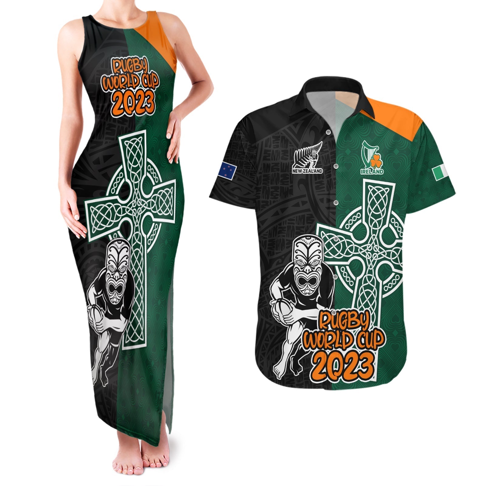 custom-france-south-africa-rugby-couples-matching-tank-maxi-dress-and-hawaiian-shirt-springboks-and-roosters-world-cup-2023-sporty-style