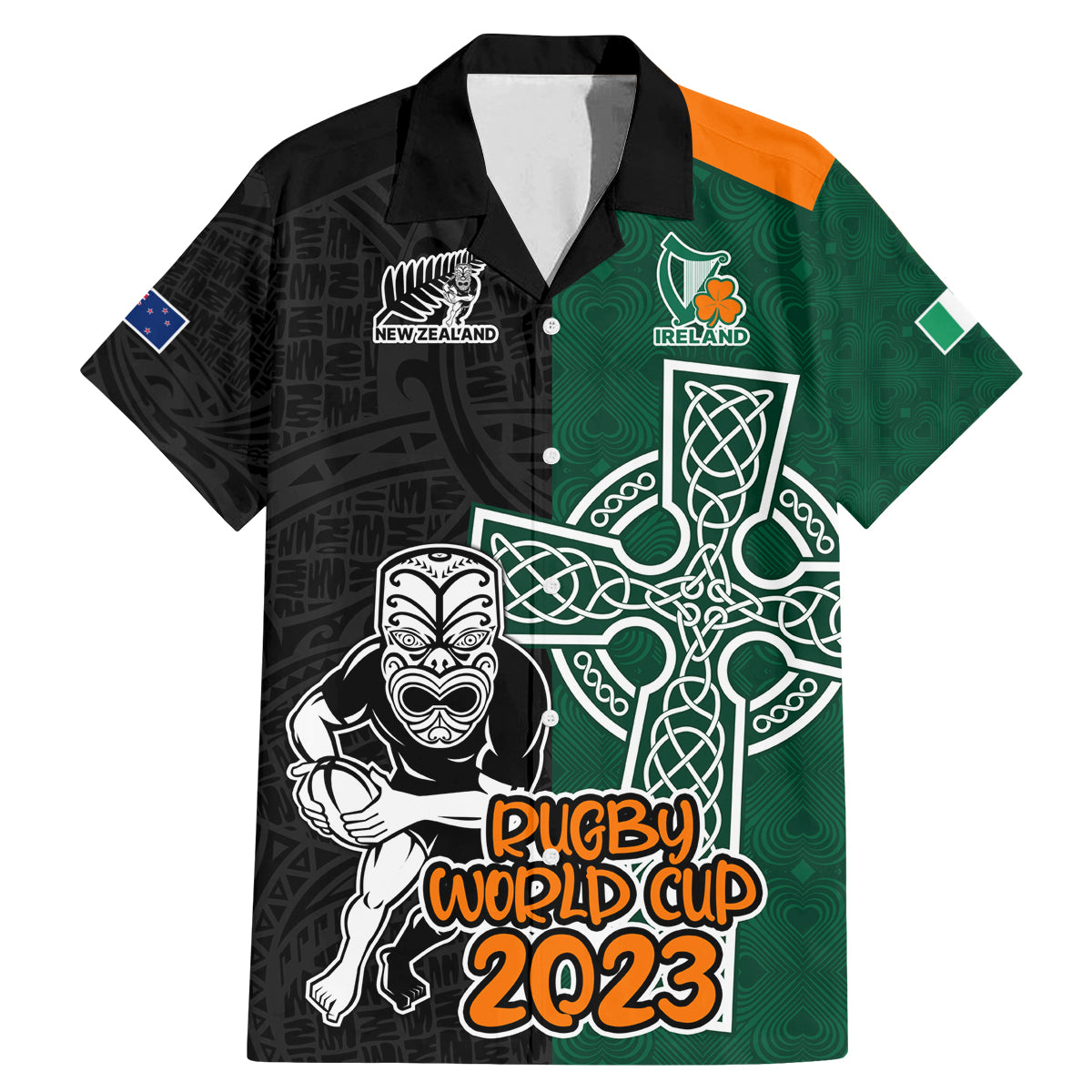 custom-france-south-africa-rugby-family-matching-mermaid-dress-and-hawaiian-shirt-springboks-and-roosters-world-cup-2023-sporty-style