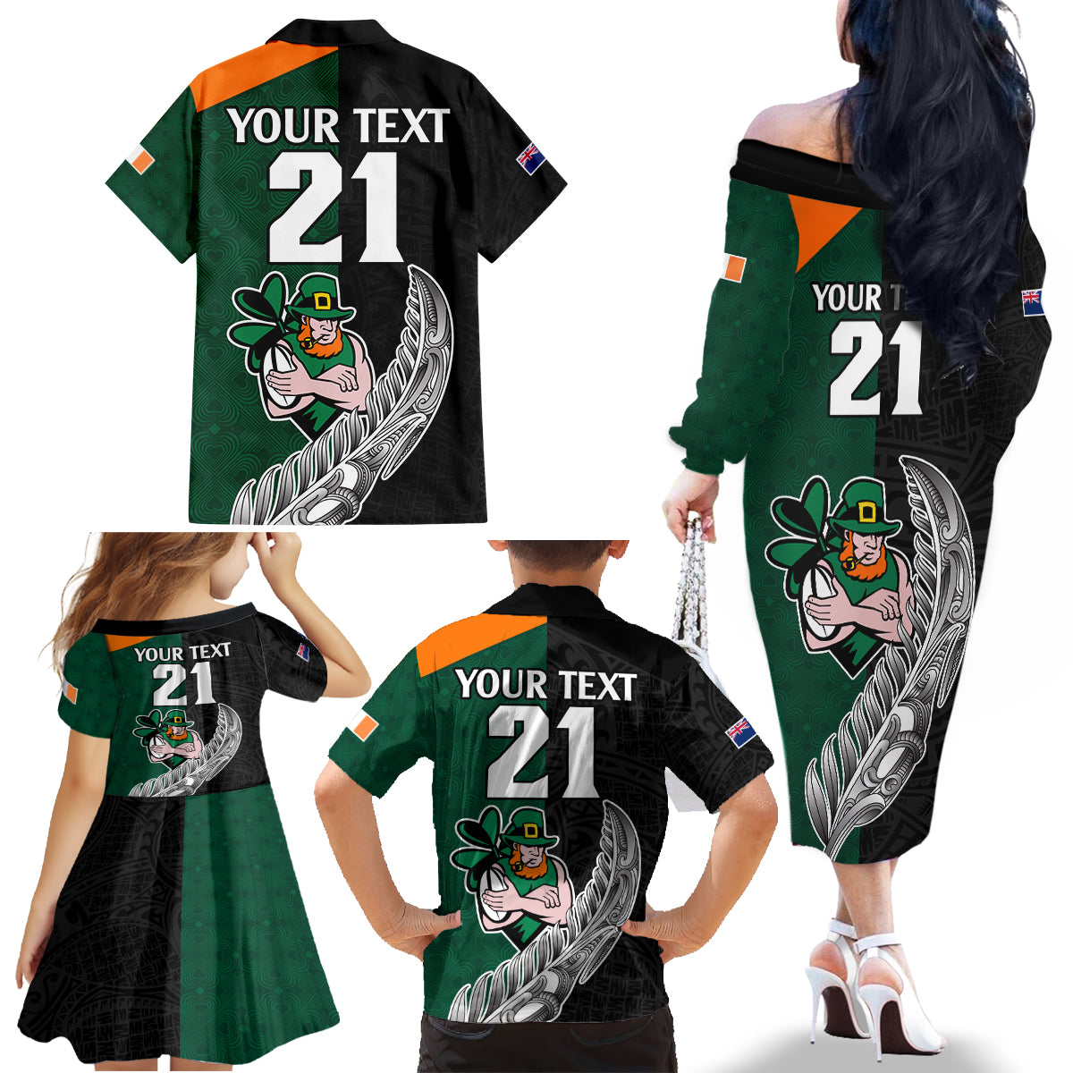 custom-france-south-africa-rugby-family-matching-off-shoulder-long-sleeve-dress-and-hawaiian-shirt-springboks-and-roosters-world-cup-2023-sporty-style