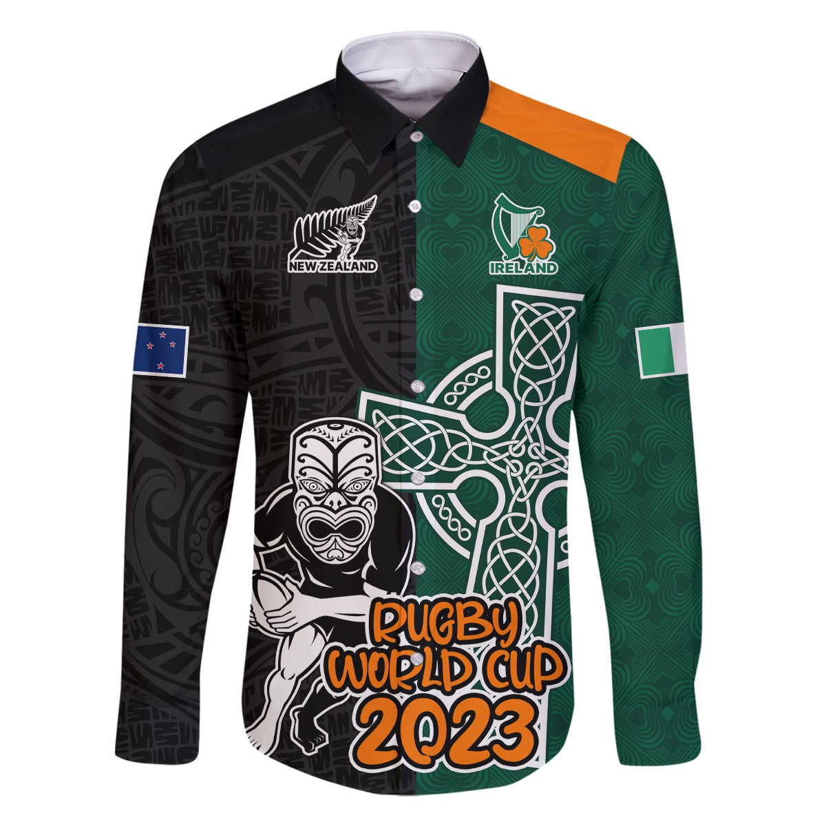 custom-france-south-africa-rugby-family-matching-off-shoulder-long-sleeve-dress-and-hawaiian-shirt-springboks-and-roosters-world-cup-2023-sporty-style