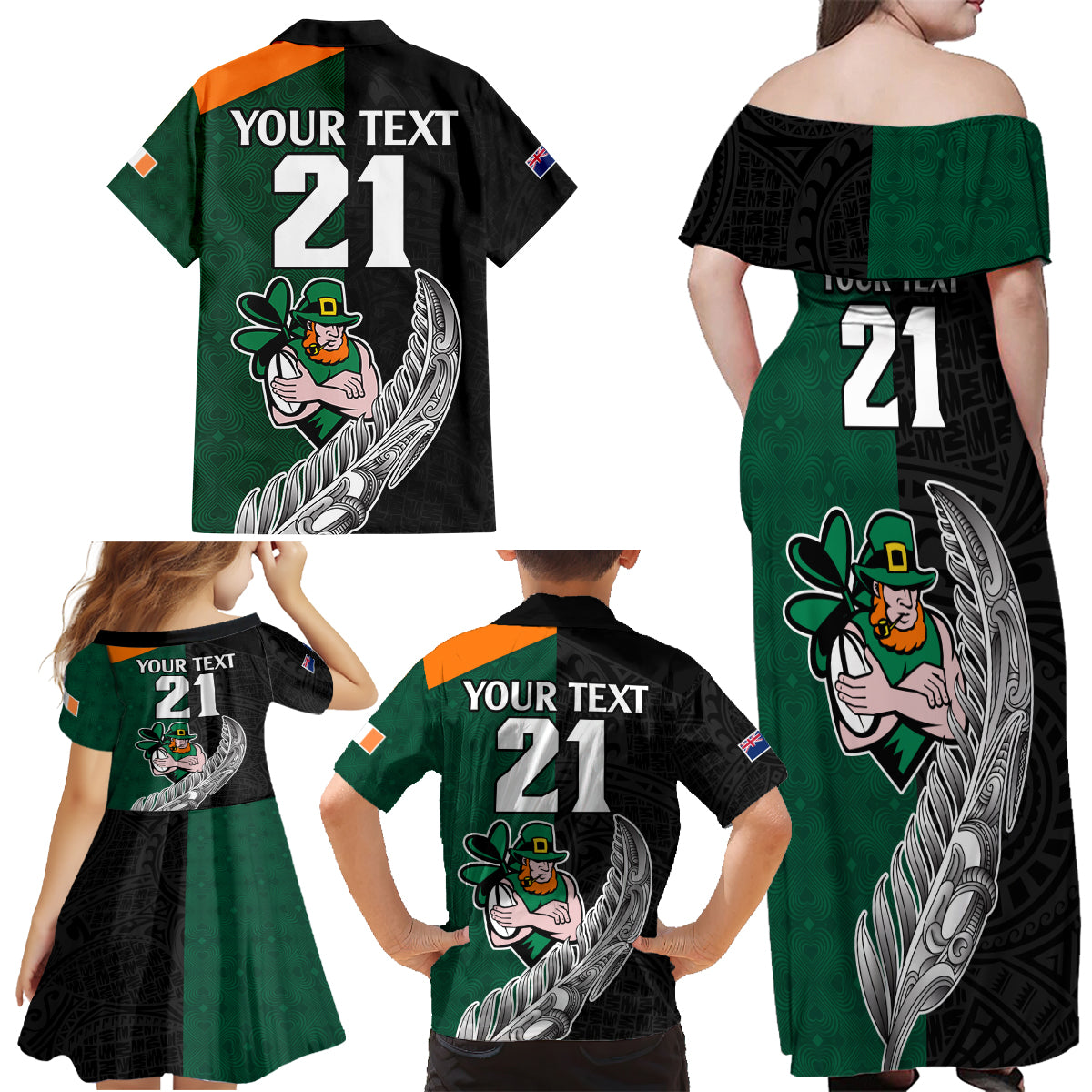 custom-france-south-africa-rugby-family-matching-off-shoulder-maxi-dress-and-hawaiian-shirt-springboks-and-roosters-world-cup-2023-sporty-style