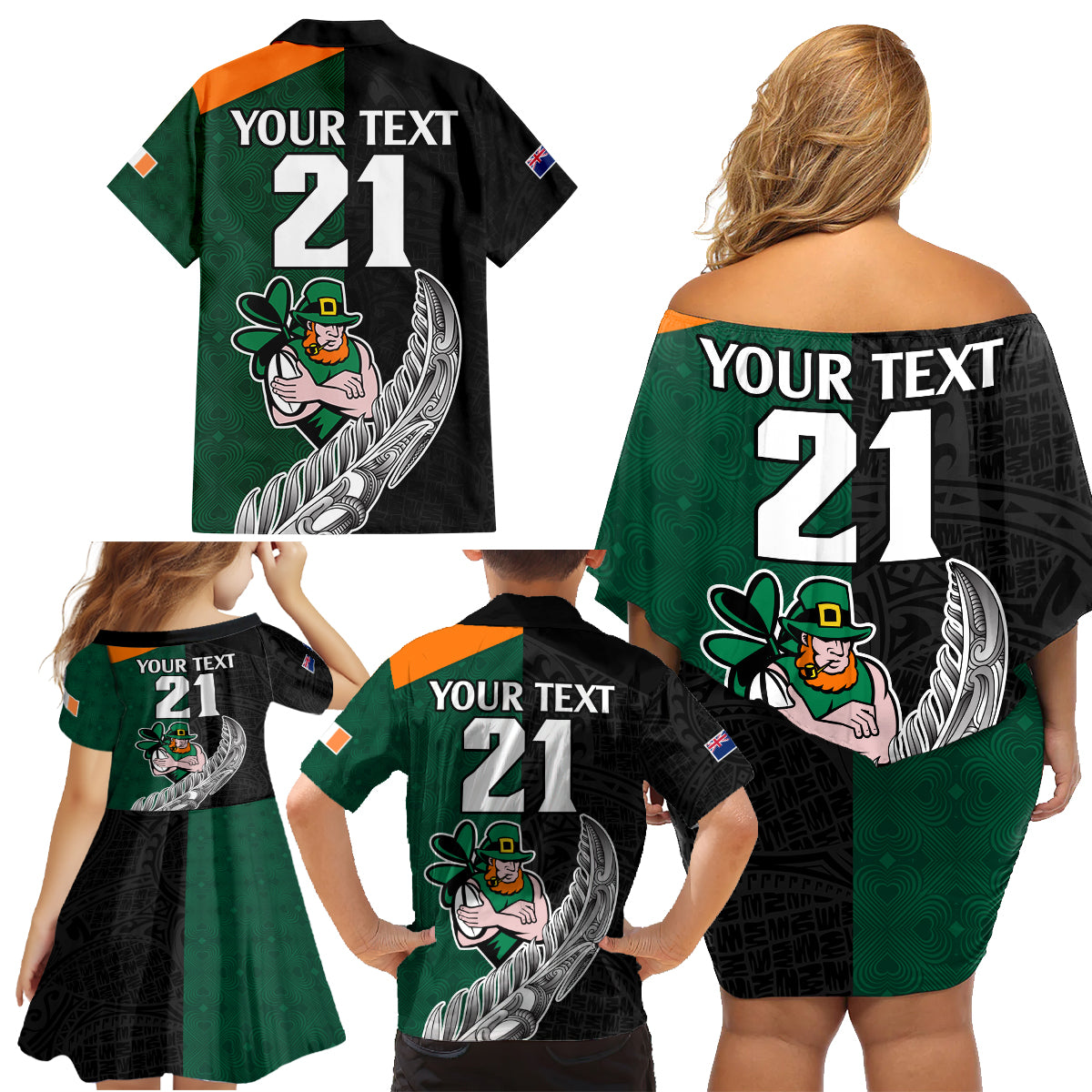 custom-france-south-africa-rugby-family-matching-off-shoulder-short-dress-and-hawaiian-shirt-springboks-and-roosters-world-cup-2023-sporty-style