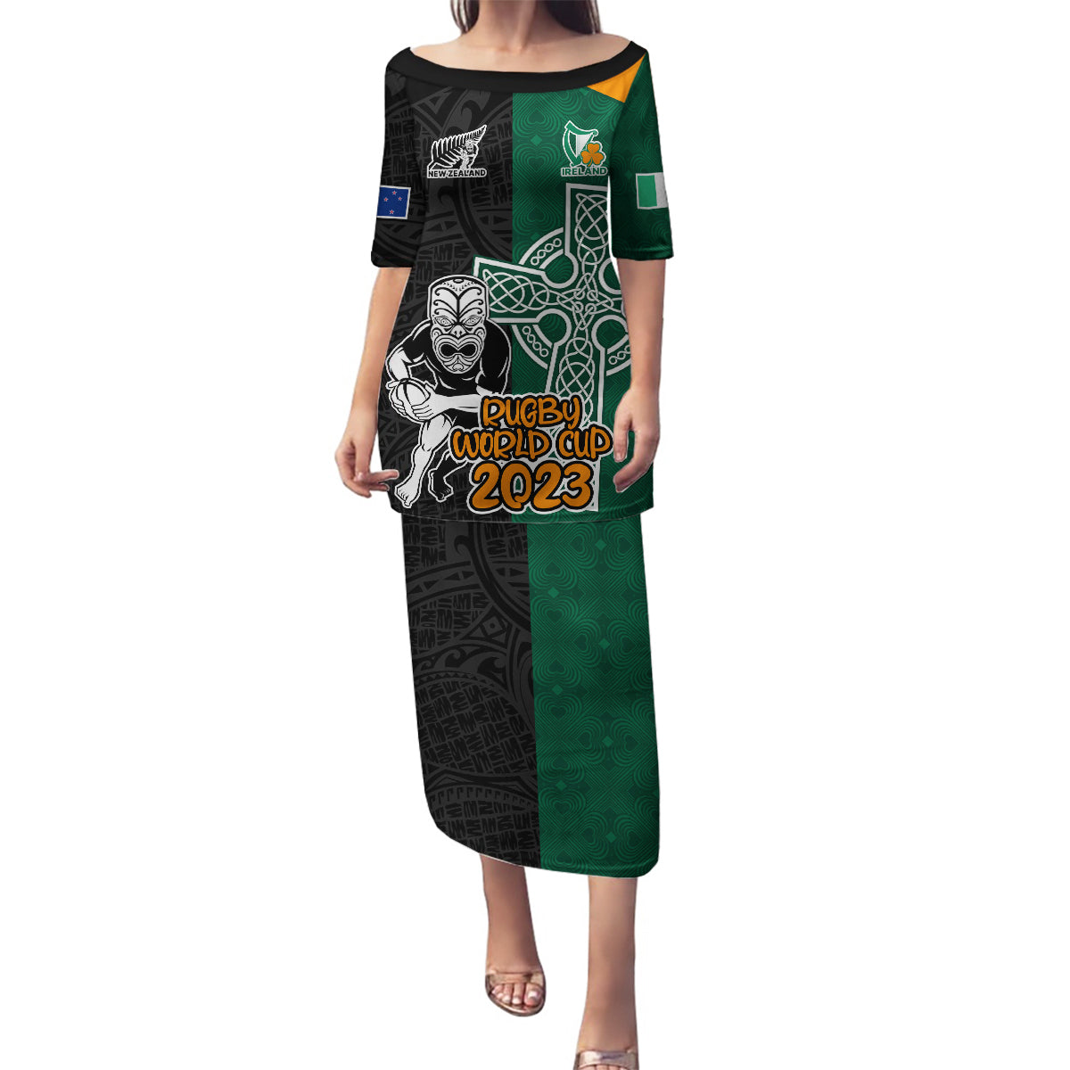 custom-france-south-africa-rugby-family-matching-puletasi-dress-and-hawaiian-shirt-springboks-and-roosters-world-cup-2023-sporty-style