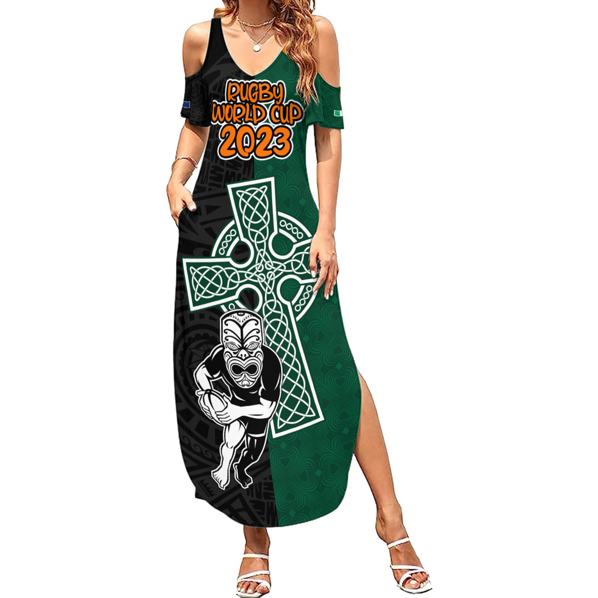 custom-france-south-africa-rugby-family-matching-summer-maxi-dress-and-hawaiian-shirt-springboks-and-roosters-world-cup-2023-sporty-style