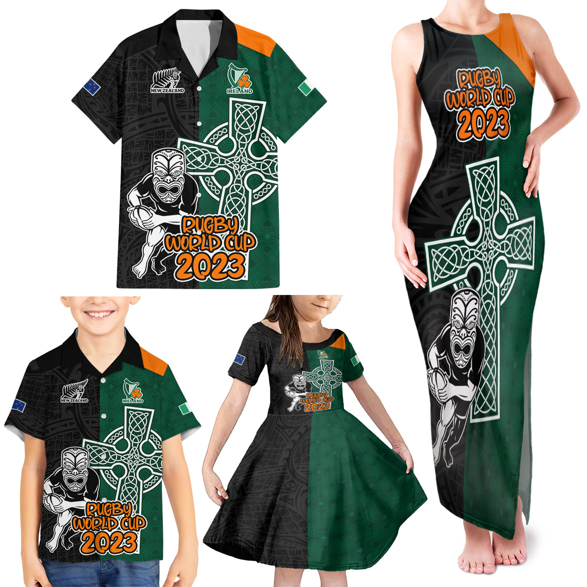 custom-france-south-africa-rugby-family-matching-tank-maxi-dress-and-hawaiian-shirt-springboks-and-roosters-world-cup-2023-sporty-style
