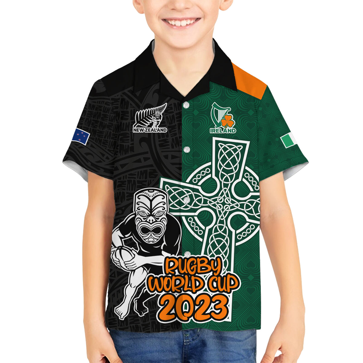 custom-france-south-africa-rugby-family-matching-tank-maxi-dress-and-hawaiian-shirt-springboks-and-roosters-world-cup-2023-sporty-style