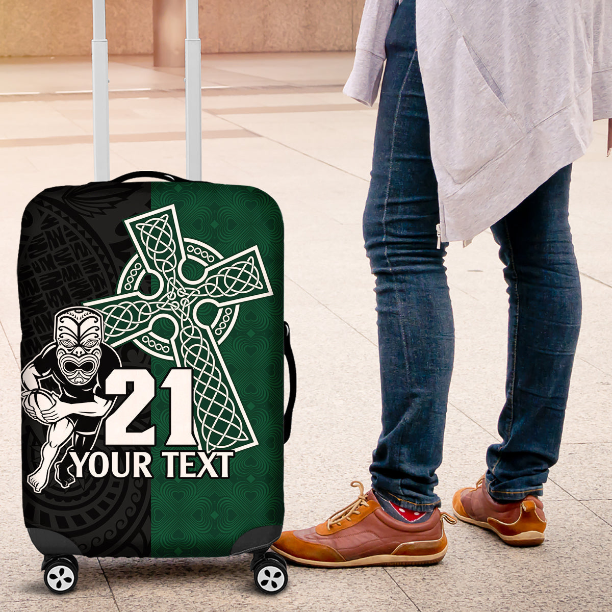 custom-new-zealand-ireland-rugby-luggage-cover-warrior-black-fern-and-shamrocks-world-cup-2023