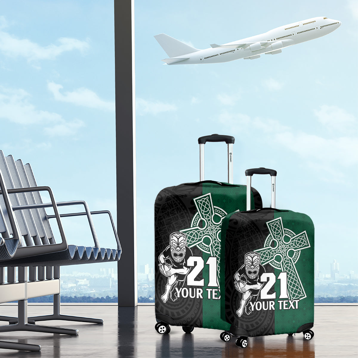 custom-new-zealand-ireland-rugby-luggage-cover-warrior-black-fern-and-shamrocks-world-cup-2023