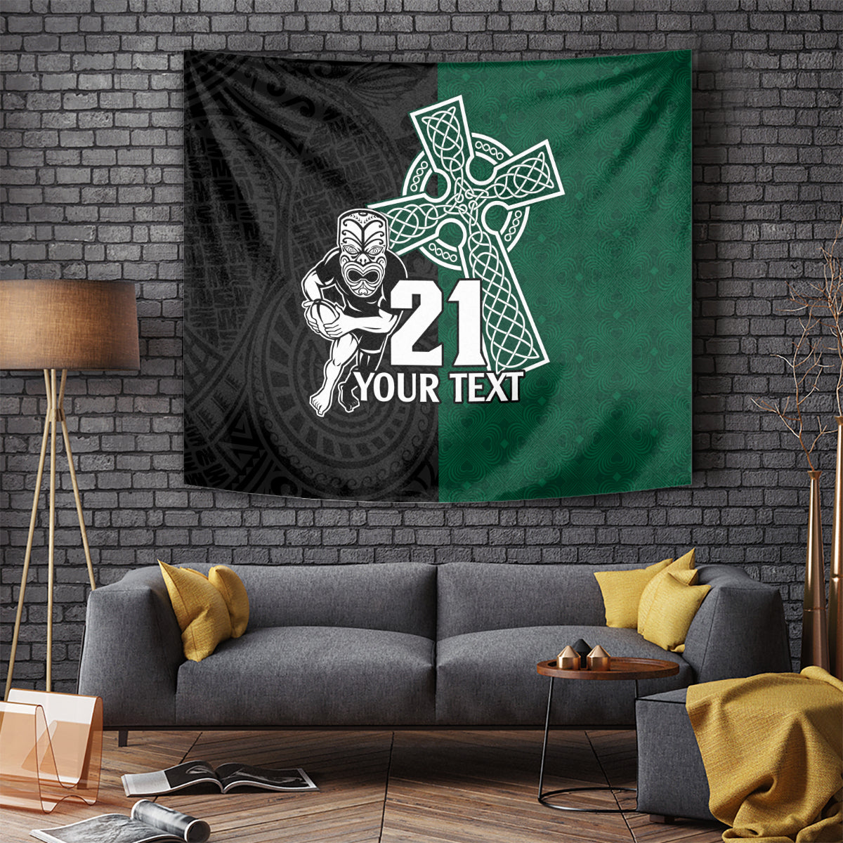 Custom New Zealand Ireland Rugby Tapestry Warrior Black Fern and Shamrocks World Cup 2023 - Vibe Hoodie Shop