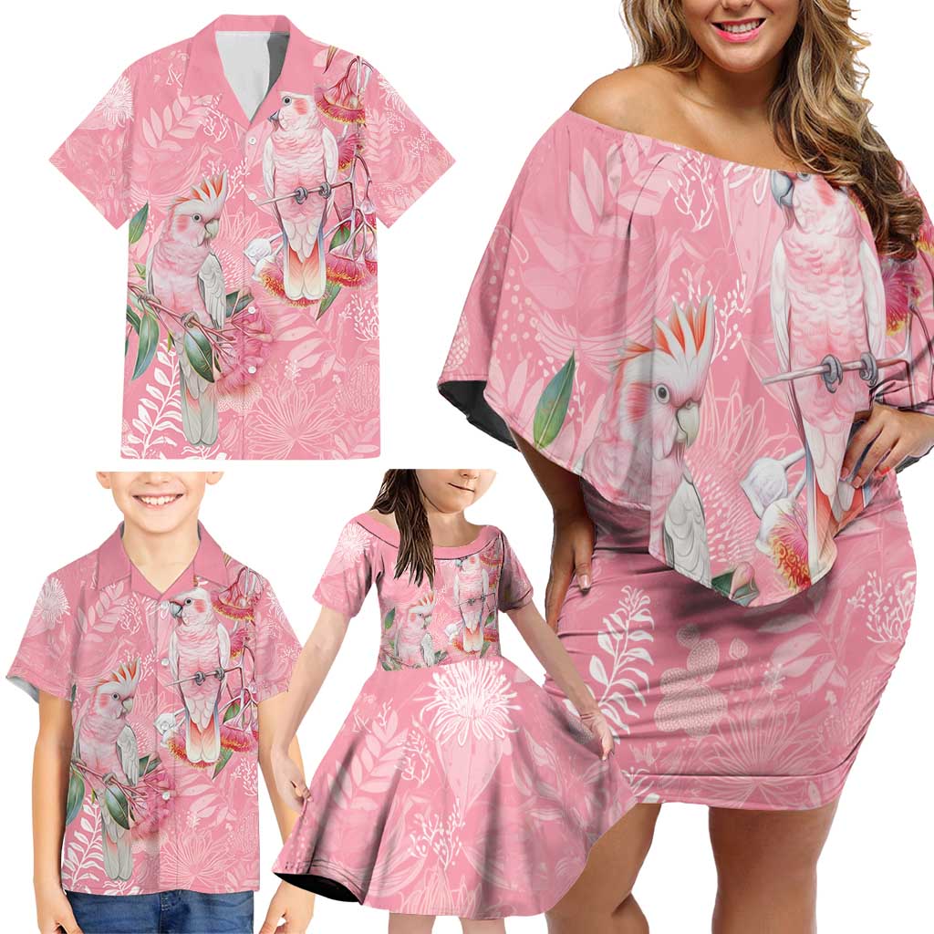 Personalised Galah Cockatoo Eucalyptus Flowers Family Matching Off Shoulder Short Dress and Hawaiian Shirt Australian Breast Cancer Spirit - Vibe Hoodie
