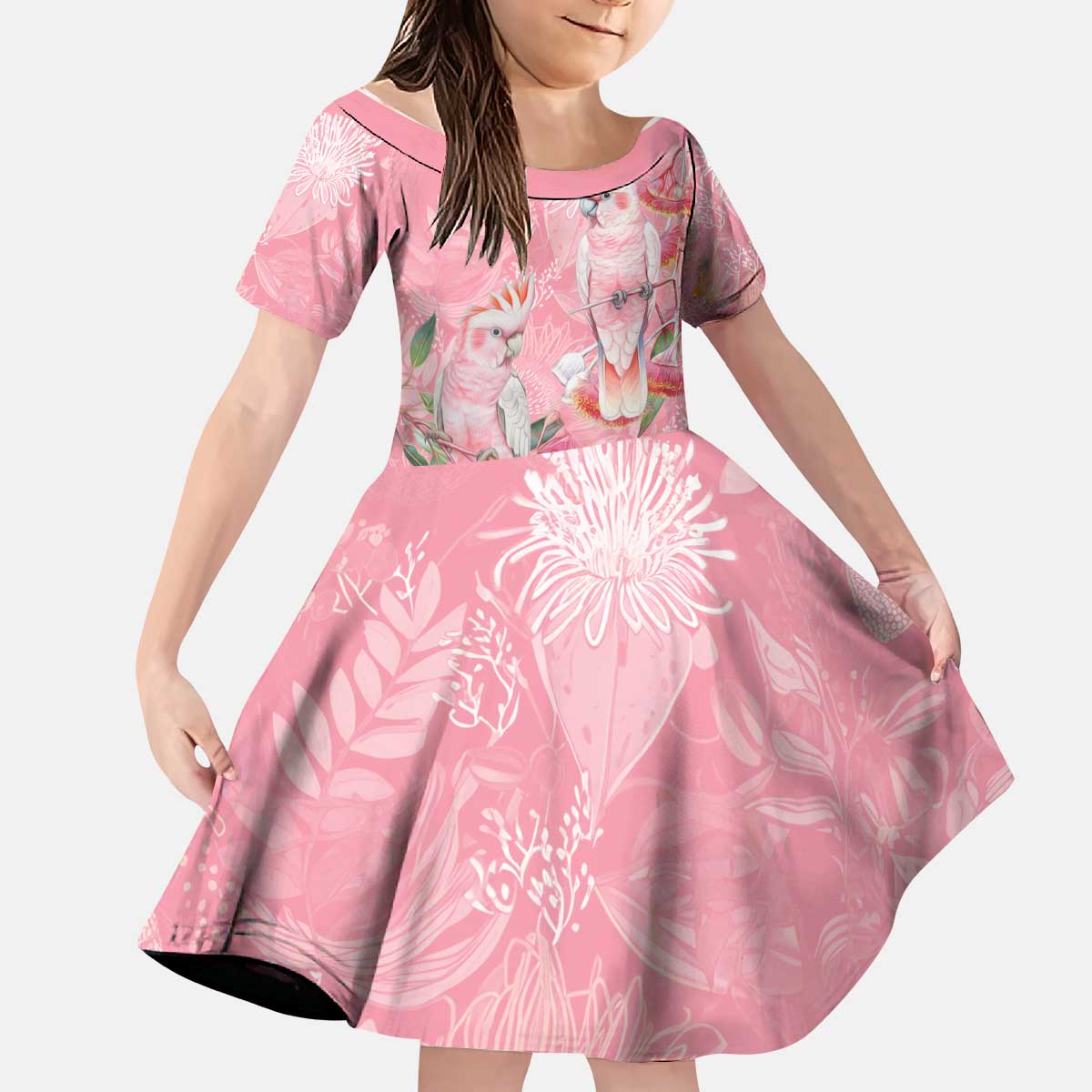 Personalised Galah Cockatoo Eucalyptus Flowers Kid Short Sleeve Dress Australian Breast Cancer Spirit - Vibe Hoodie