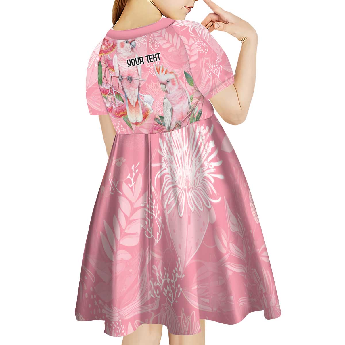 Personalised Galah Cockatoo Eucalyptus Flowers Kid Short Sleeve Dress Australian Breast Cancer Spirit - Vibe Hoodie