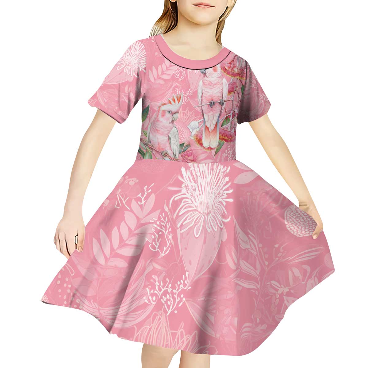 Personalised Galah Cockatoo Eucalyptus Flowers Kid Short Sleeve Dress Australian Breast Cancer Spirit - Vibe Hoodie