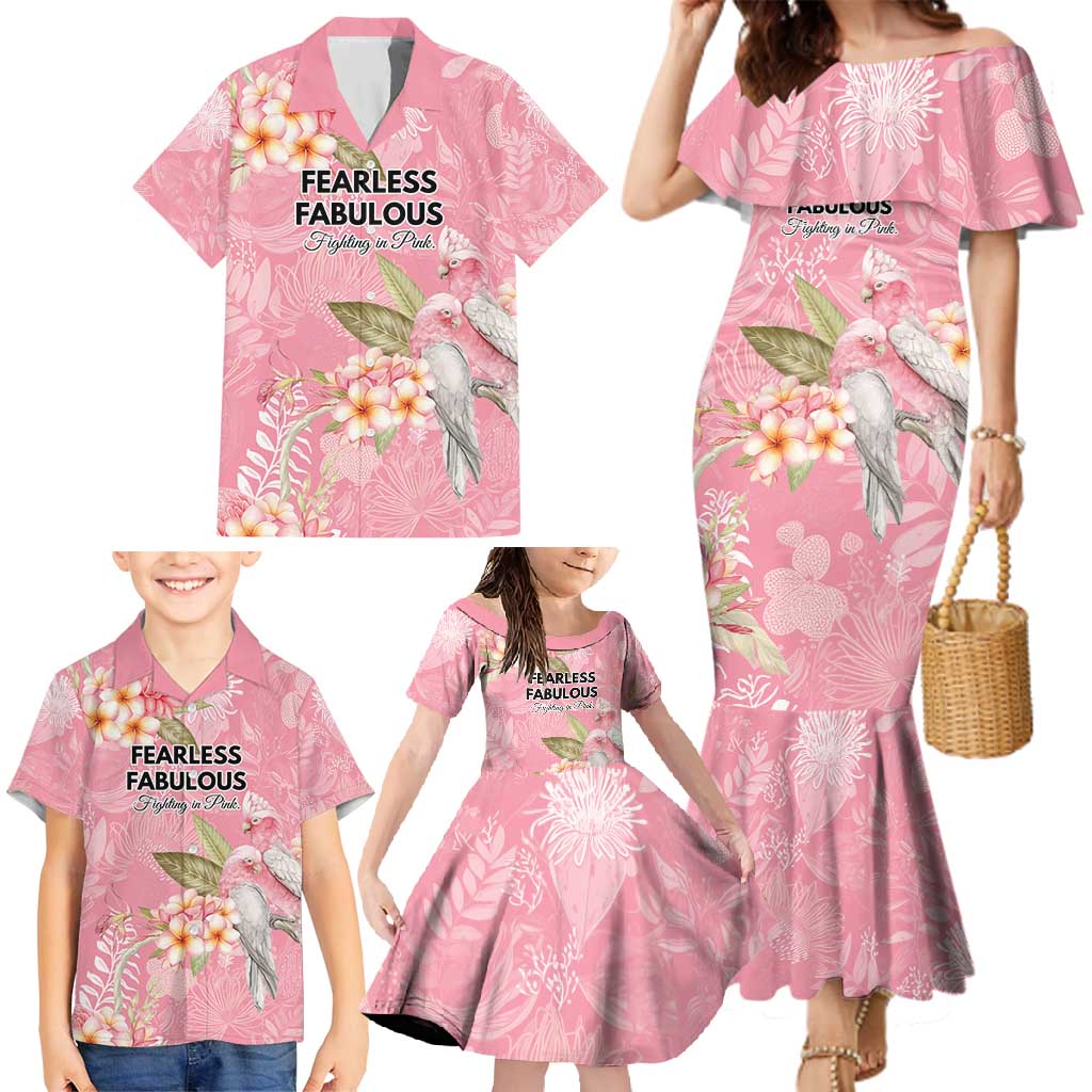 Personalised Galah Cockatoo Fighting in Pink Family Matching Mermaid Dress and Hawaiian Shirt Australian Breast Cancer Spirit - Vibe Hoodie