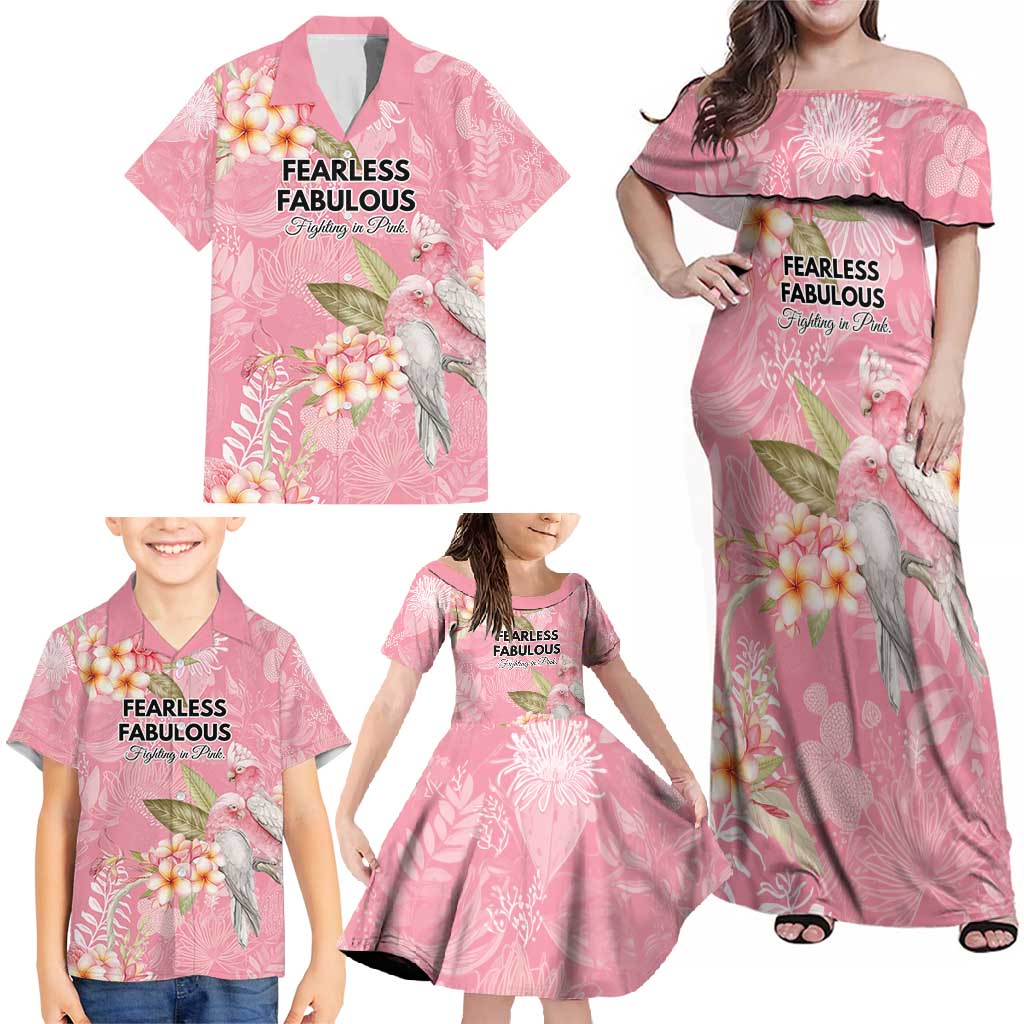 Personalised Galah Cockatoo Fighting in Pink Family Matching Off Shoulder Maxi Dress and Hawaiian Shirt Australian Breast Cancer Spirit - Vibe Hoodie