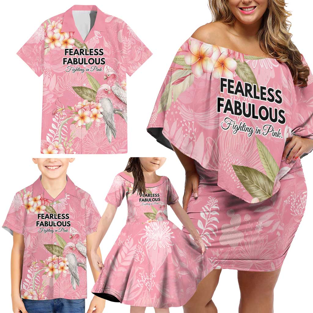 Personalised Galah Cockatoo Fighting in Pink Family Matching Off Shoulder Short Dress and Hawaiian Shirt Australian Breast Cancer Spirit - Vibe Hoodie