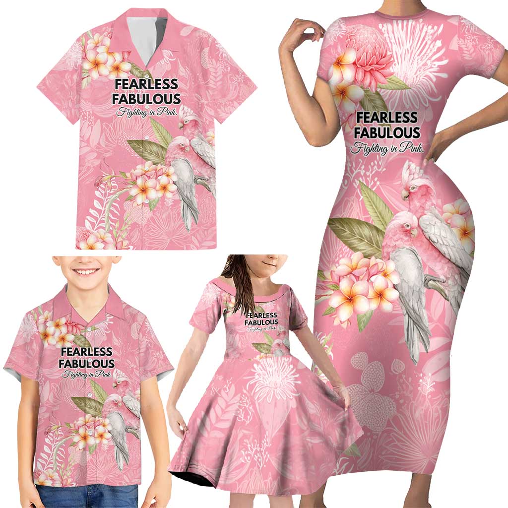 Personalised Galah Cockatoo Fighting in Pink Family Matching Short Sleeve Bodycon Dress and Hawaiian Shirt Australian Breast Cancer Spirit - Vibe Hoodie