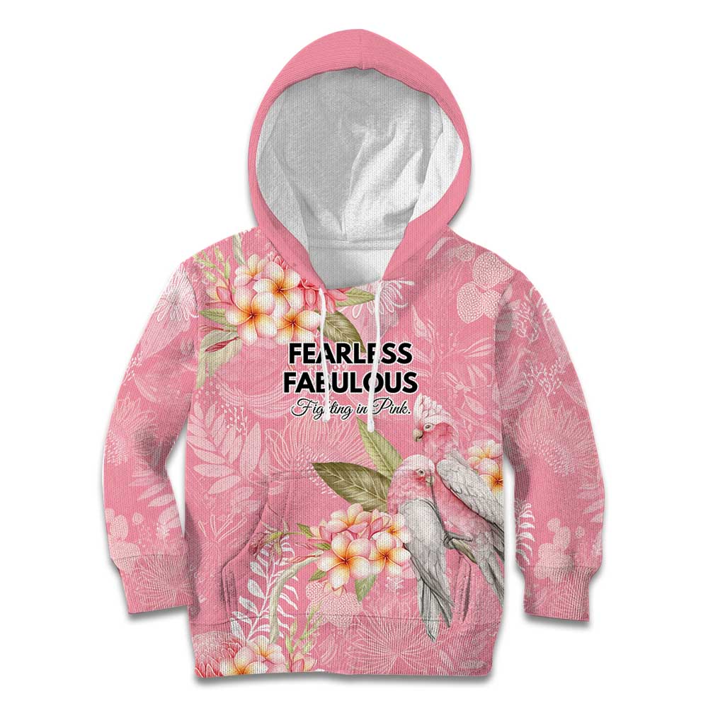 Personalised Galah Cockatoo Fighting in Pink Kid Hoodie Australian Breast Cancer Spirit - Vibe Hoodie