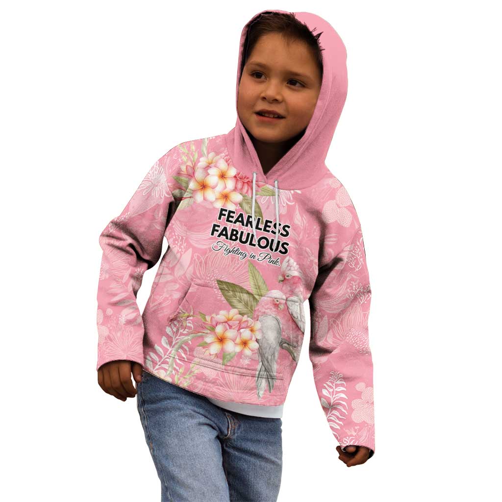 Personalised Galah Cockatoo Fighting in Pink Kid Hoodie Australian Breast Cancer Spirit - Vibe Hoodie