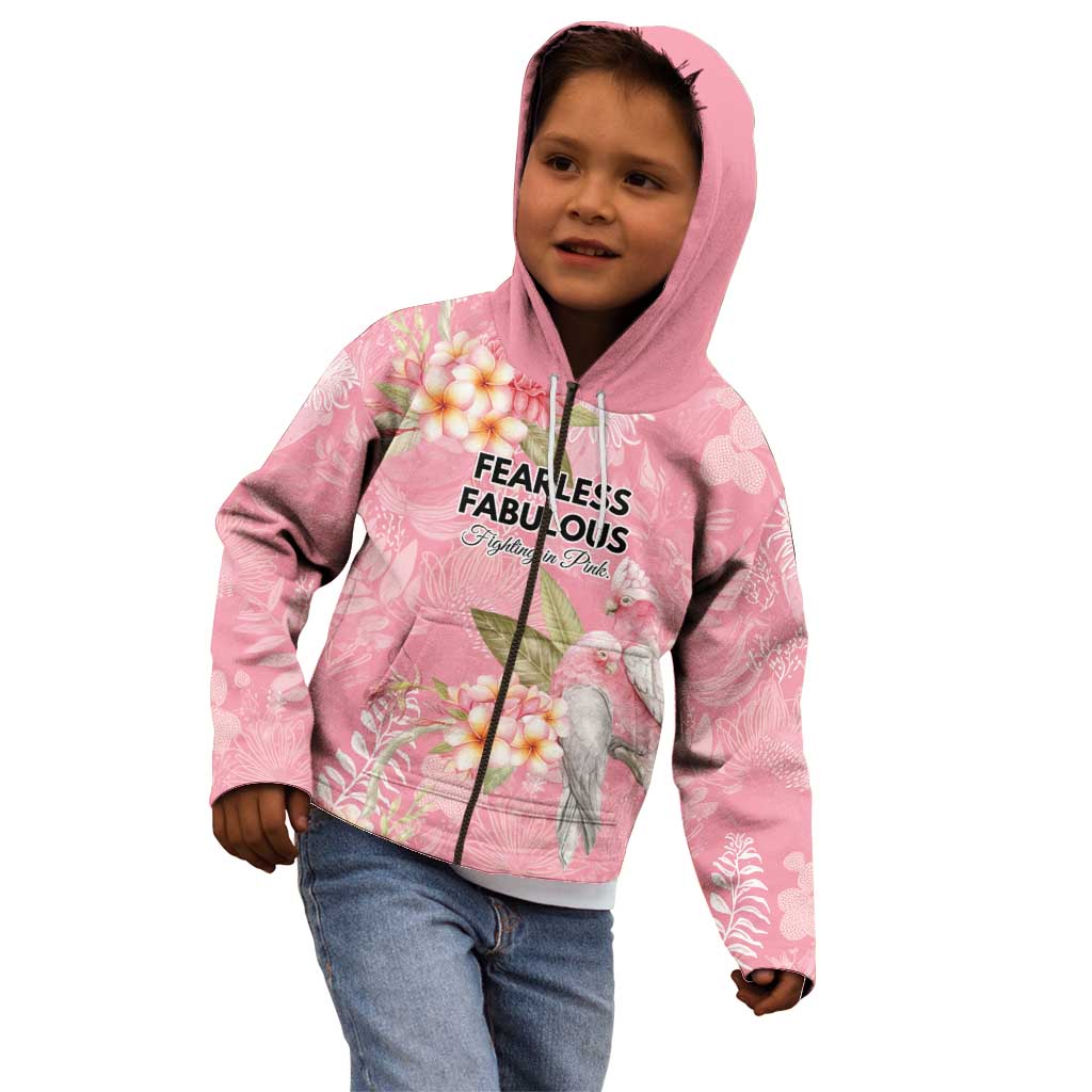 Personalised Galah Cockatoo Fighting in Pink Kid Hoodie Australian Breast Cancer Spirit - Vibe Hoodie
