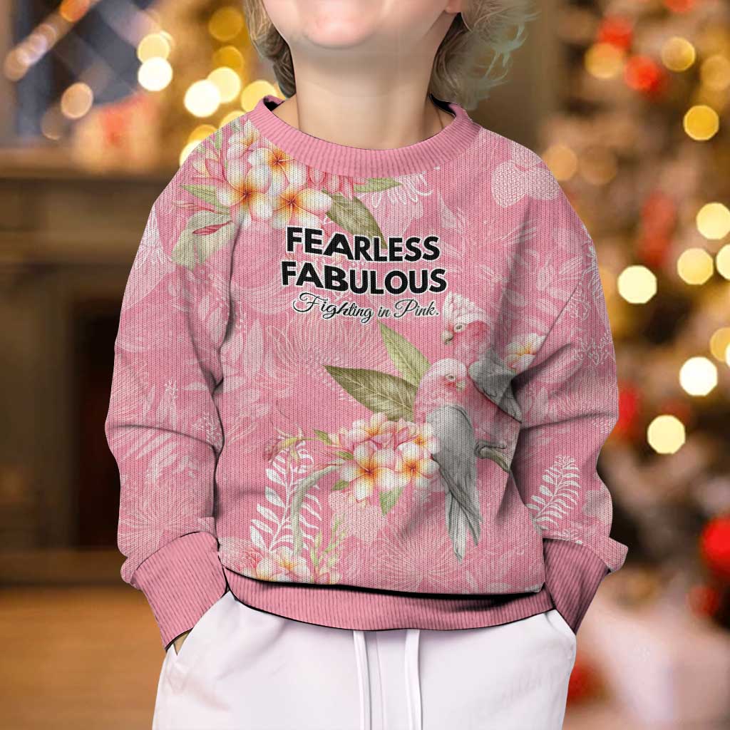 Personalised Galah Cockatoo Fighting in Pink Kid Ugly Christmas Sweater Australian Breast Cancer Spirit - Vibe Hoodie