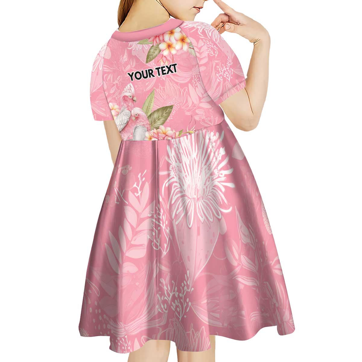 Personalised Galah Cockatoo Fighting in Pink Kid Short Sleeve Dress Australian Breast Cancer Spirit - Vibe Hoodie