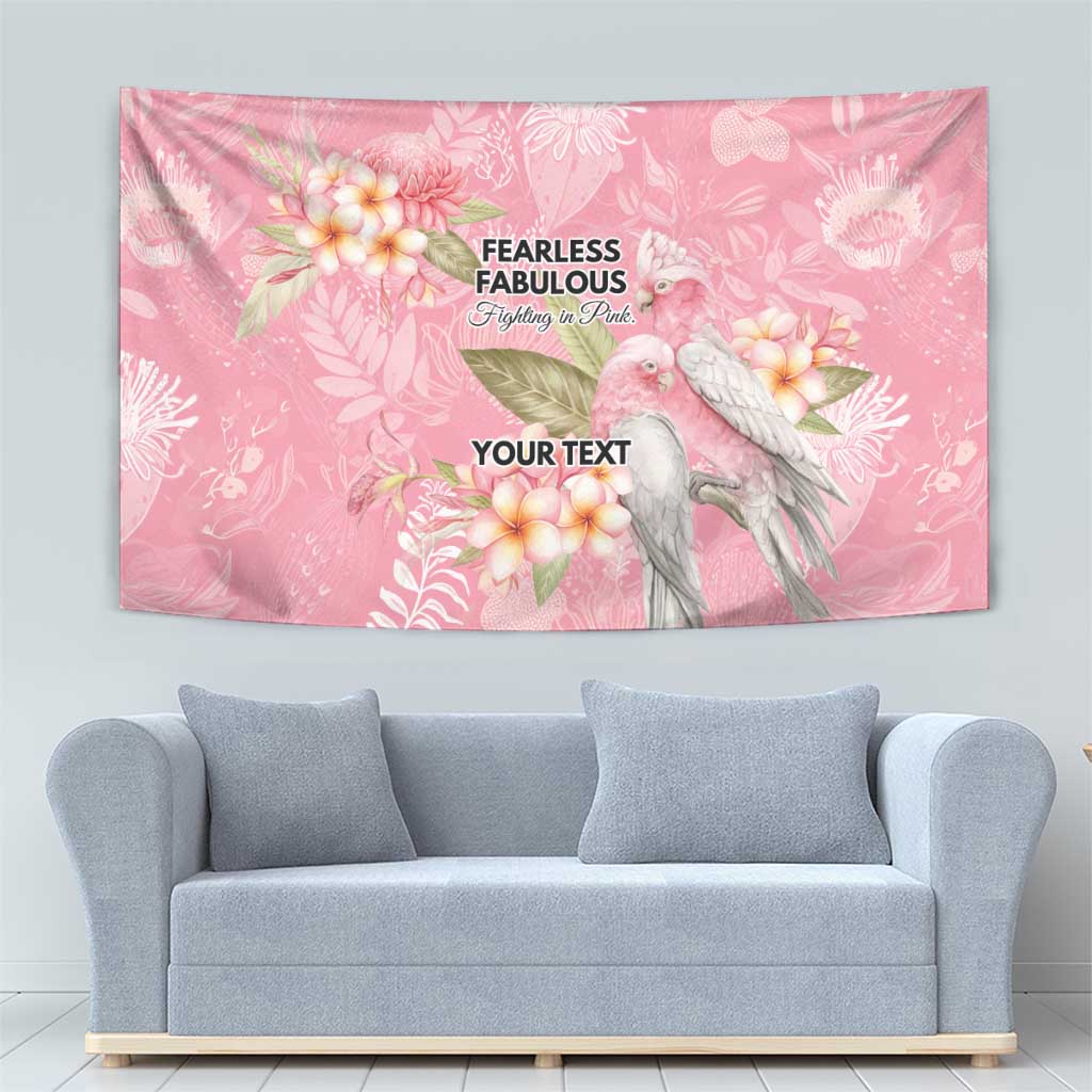 Personalised Galah Cockatoo Fighting in Pink Tapestry Australian Breast Cancer Spirit - Vibe Hoodie