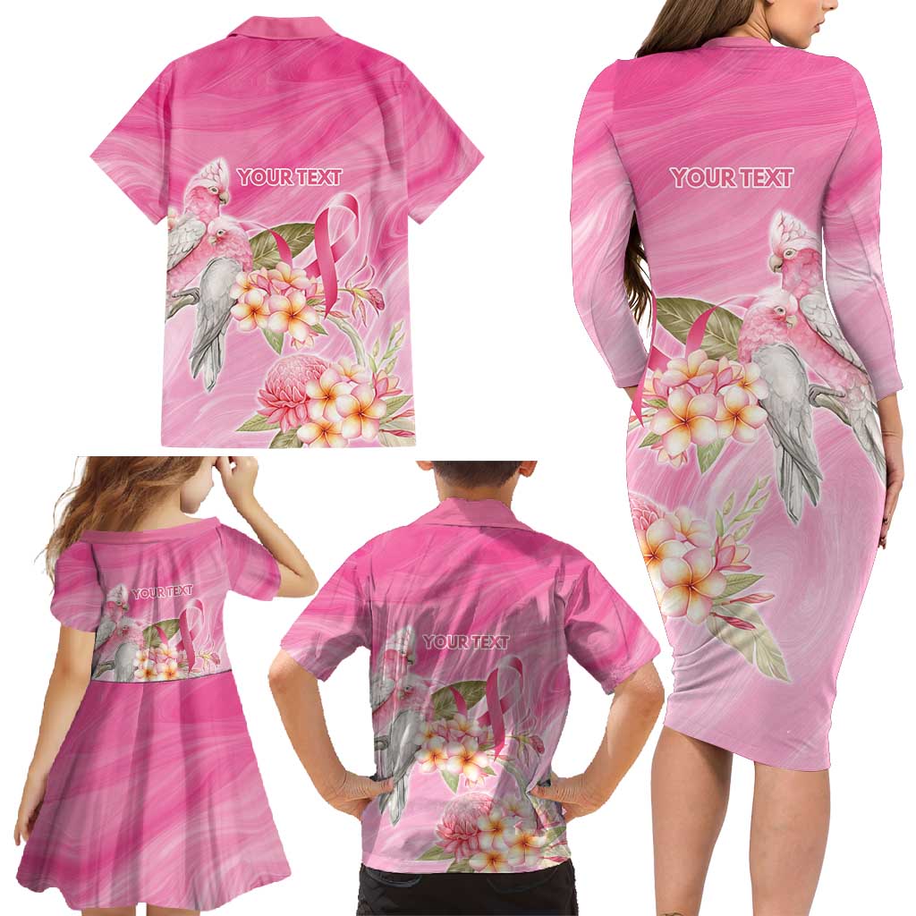 Personalised I Wear Pink For The Fight Family Matching Long Sleeve Bodycon Dress and Hawaiian Shirt Australian Breast Cancer Spirit - Vibe Hoodie