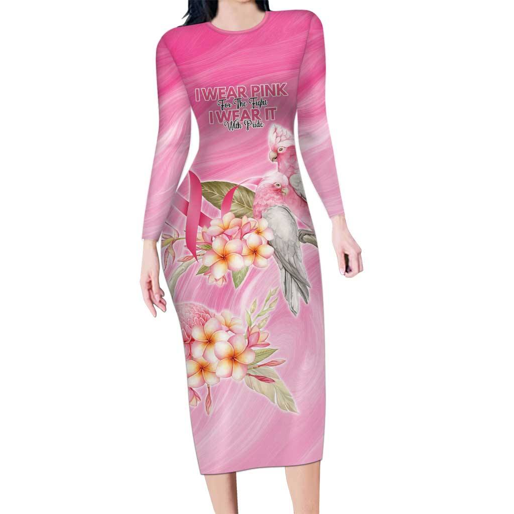 Personalised I Wear Pink For The Fight Family Matching Long Sleeve Bodycon Dress and Hawaiian Shirt Australian Breast Cancer Spirit - Vibe Hoodie