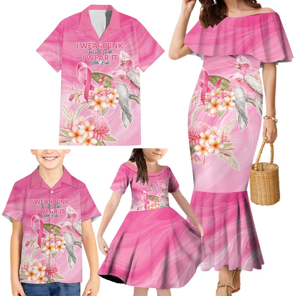 Personalised I Wear Pink For The Fight Family Matching Mermaid Dress and Hawaiian Shirt Australian Breast Cancer Spirit - Vibe Hoodie