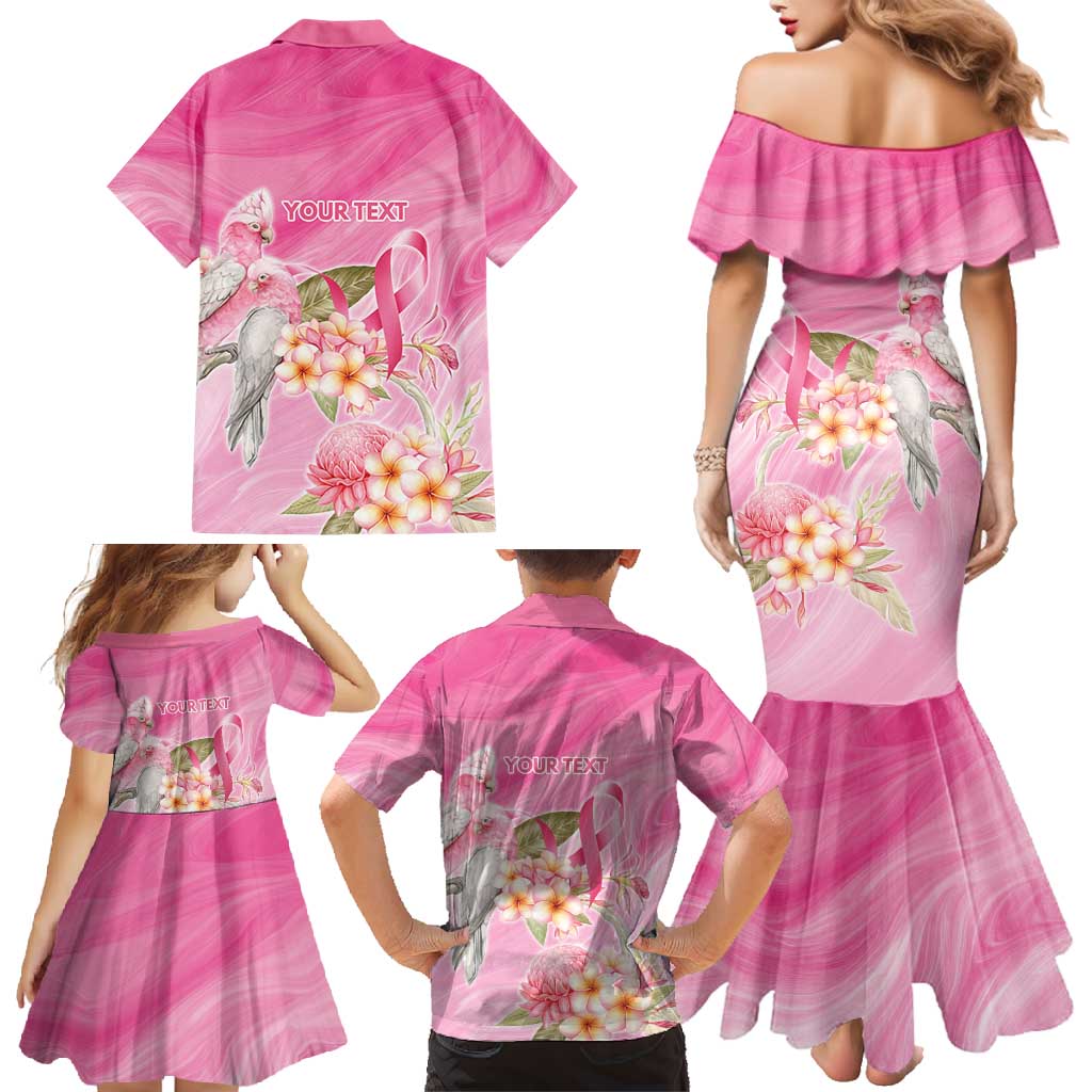 Personalised I Wear Pink For The Fight Family Matching Mermaid Dress and Hawaiian Shirt Australian Breast Cancer Spirit - Vibe Hoodie