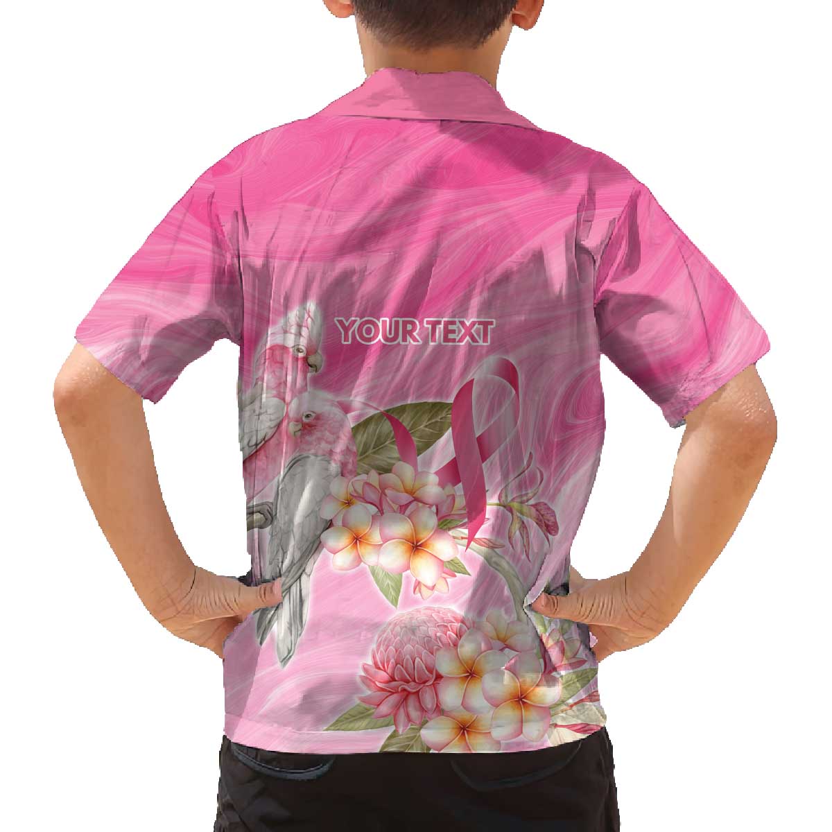 Personalised I Wear Pink For The Fight Family Matching Off The Shoulder Long Sleeve Dress and Hawaiian Shirt Australian Breast Cancer Spirit - Vibe Hoodie