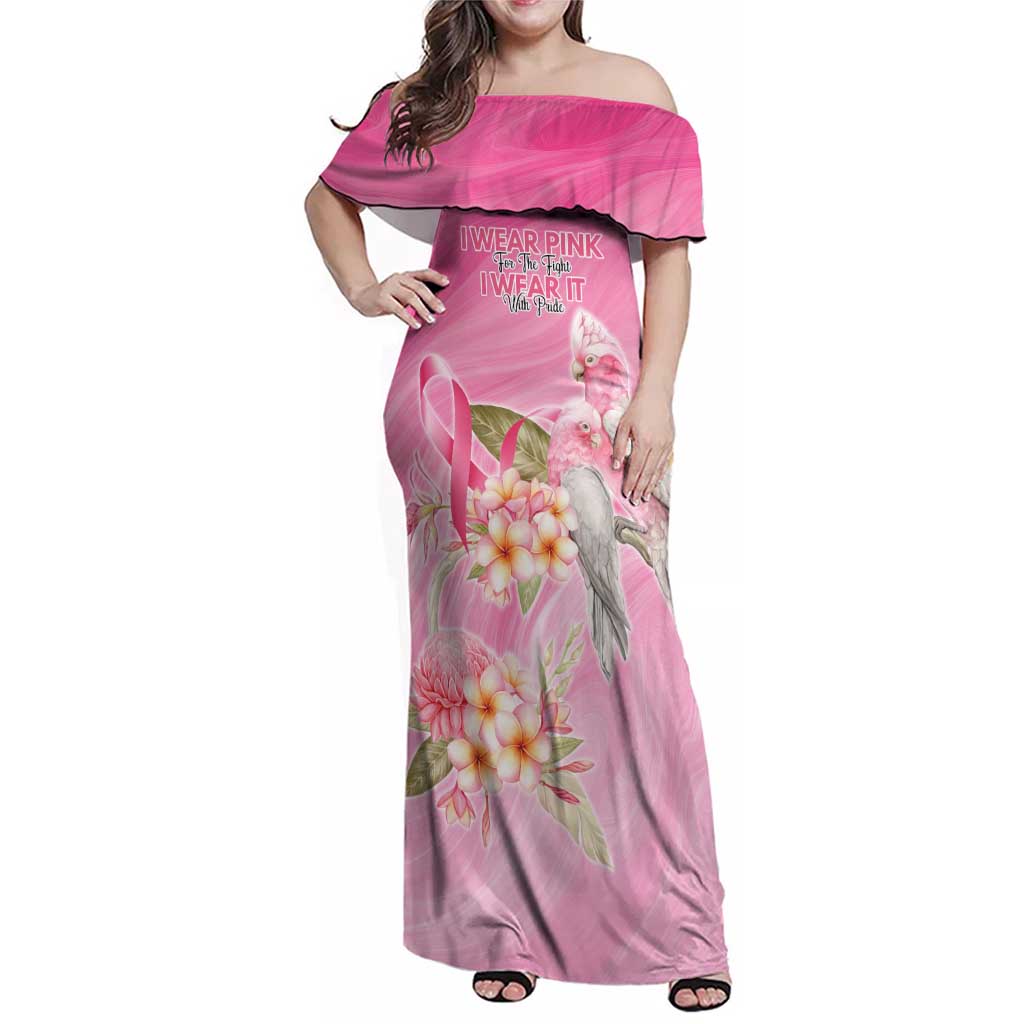 Personalised I Wear Pink For The Fight Family Matching Off Shoulder Maxi Dress and Hawaiian Shirt Australian Breast Cancer Spirit - Vibe Hoodie