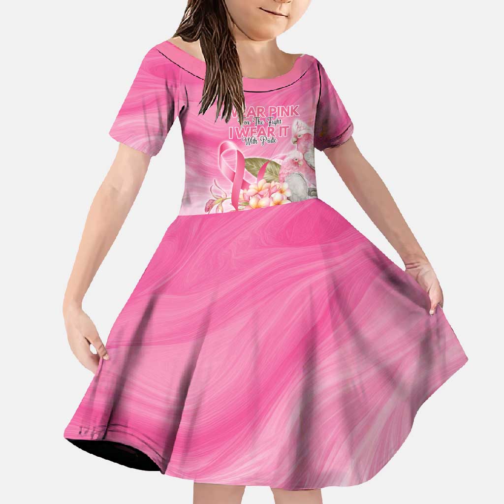 Personalised I Wear Pink For The Fight Family Matching Short Sleeve Bodycon Dress and Hawaiian Shirt Australian Breast Cancer Spirit - Vibe Hoodie