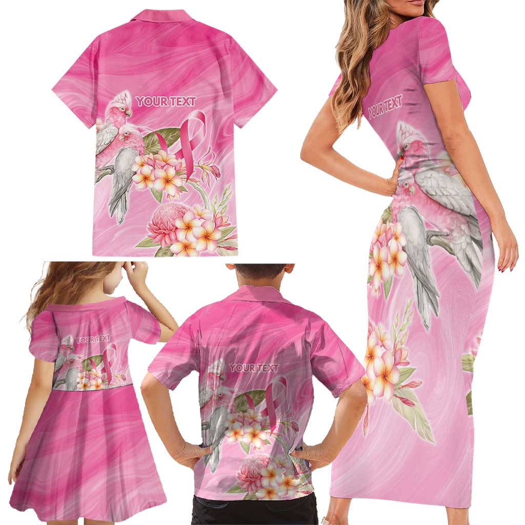 Personalised I Wear Pink For The Fight Family Matching Short Sleeve Bodycon Dress and Hawaiian Shirt Australian Breast Cancer Spirit - Vibe Hoodie