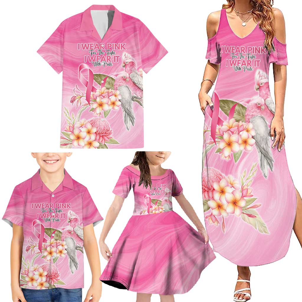 Personalised I Wear Pink For The Fight Family Matching Summer Maxi Dress and Hawaiian Shirt Australian Breast Cancer Spirit - Vibe Hoodie