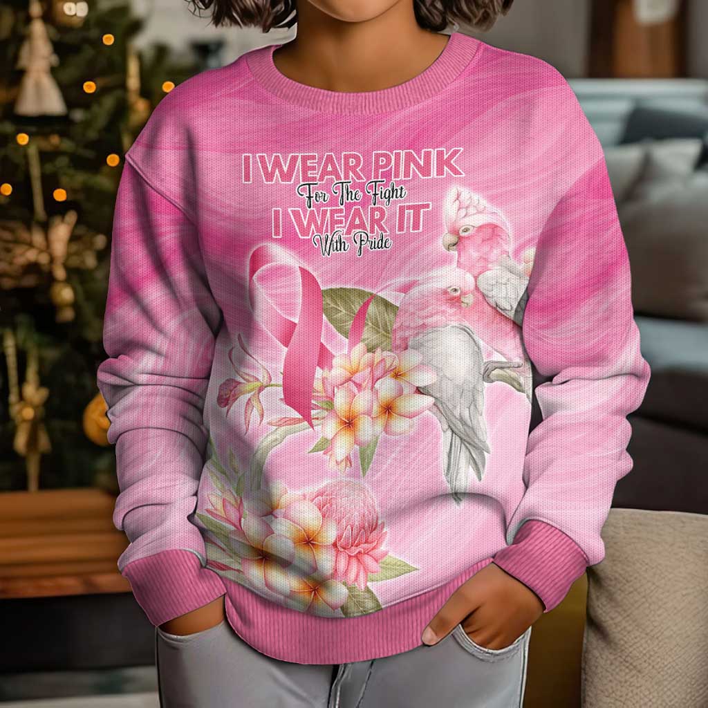 Personalised I Wear Pink For The Fight Kid Ugly Christmas Sweater Australian Breast Cancer Spirit - Vibe Hoodie