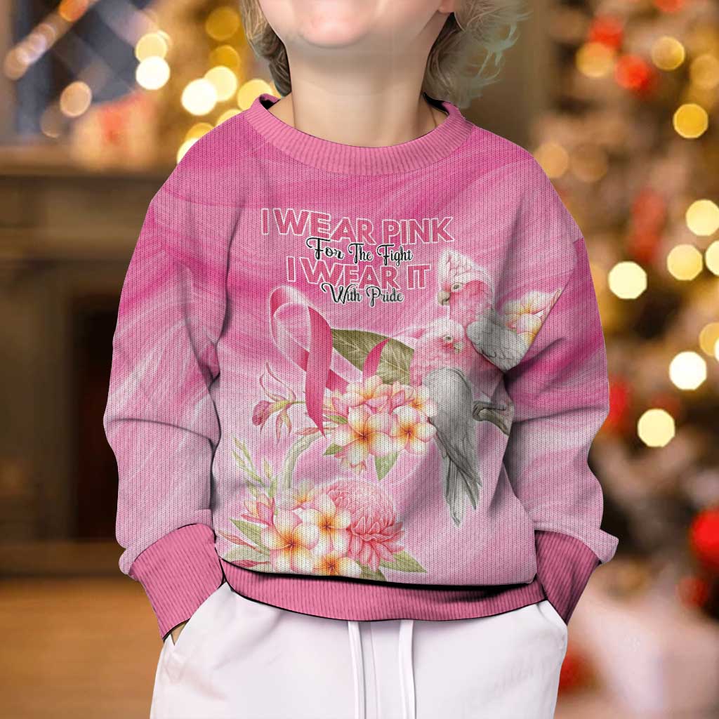 Personalised I Wear Pink For The Fight Kid Ugly Christmas Sweater Australian Breast Cancer Spirit - Vibe Hoodie
