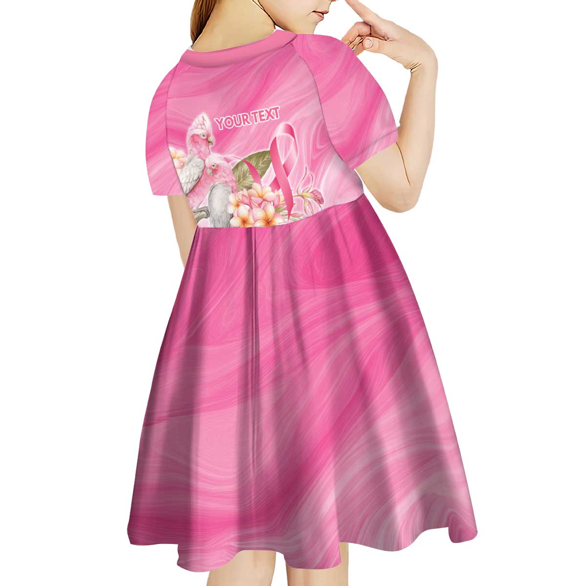 Personalised I Wear Pink For The Fight Kid Short Sleeve Dress Australian Breast Cancer Spirit - Vibe Hoodie