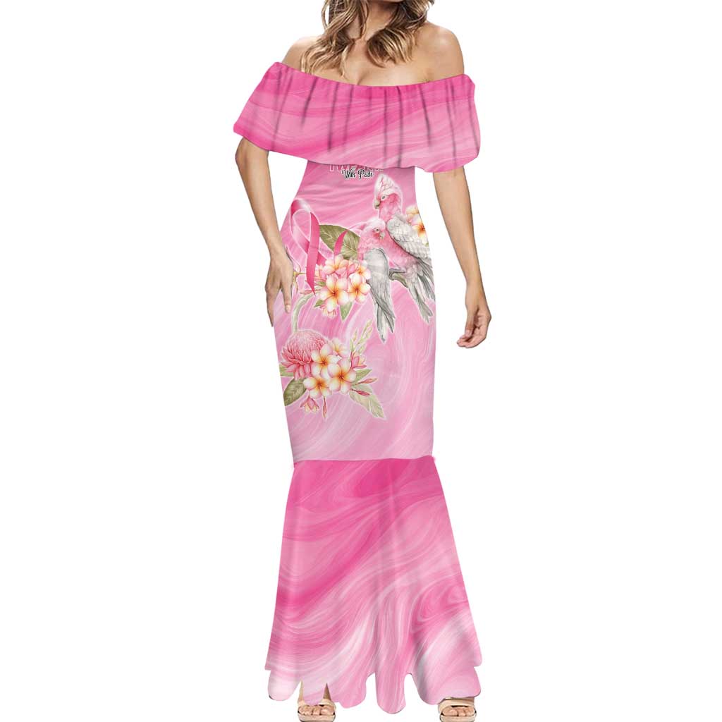 Personalised I Wear Pink For The Fight Mermaid Dress Australian Breast Cancer Spirit - Vibe Hoodie